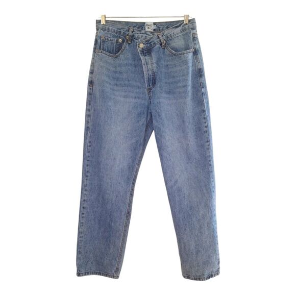 Princess Polly Asymmetrical Waist Jeans Holly 100% Cotton High Rise Relaxed  12 - Picture 1 of 16